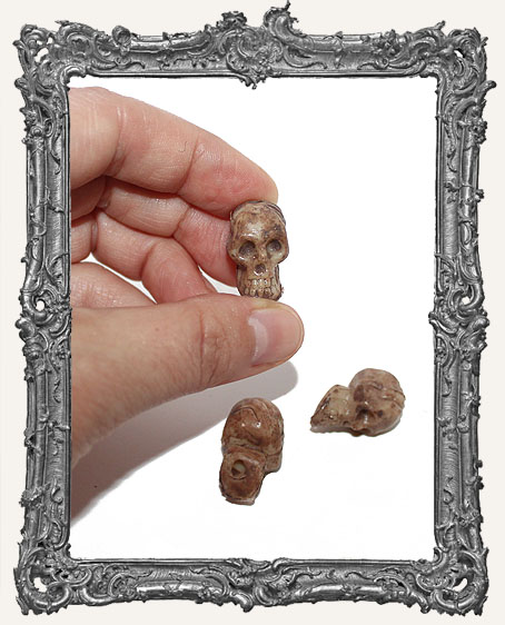Resin Skull Bead - Distressed - Set of 2