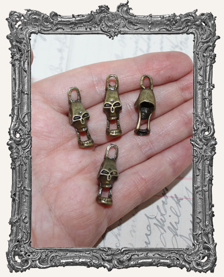 Antique Brass Elongated Skull Charms - Set of 4
