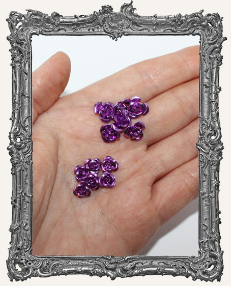 Mini Metal Roses Set of 6 - Purple