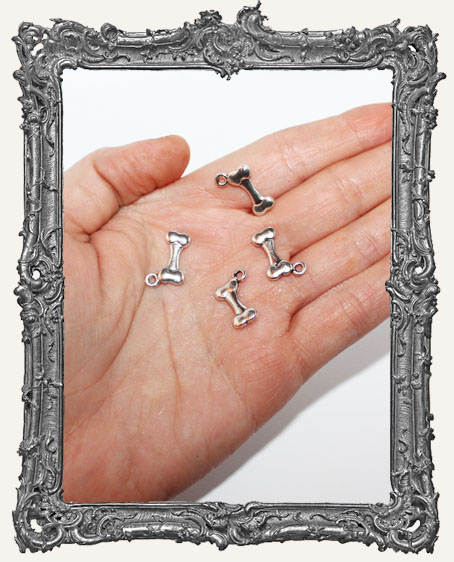 Antique Silver Bone Charms - Set of 4