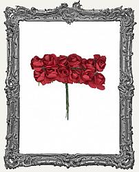 Mini Paper Roses - 12 Pieces - Red