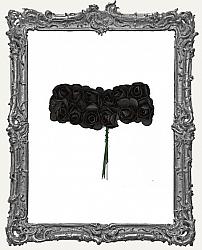 Mini Paper Roses - 12 Pieces - Black