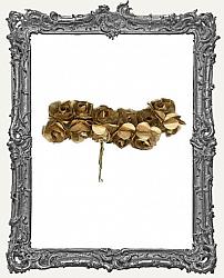 Mini Paper Roses - 12 Pieces - Metallic Gold