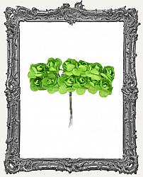 Mini Paper Roses - 12 Pieces - Green