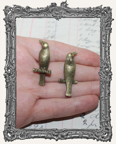 Antique Brass Double Sided Bird Charms - Set of 2