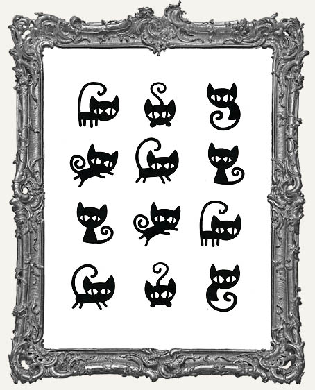 Mini Mischievous Black Cat Cut-Outs - 12 Pieces