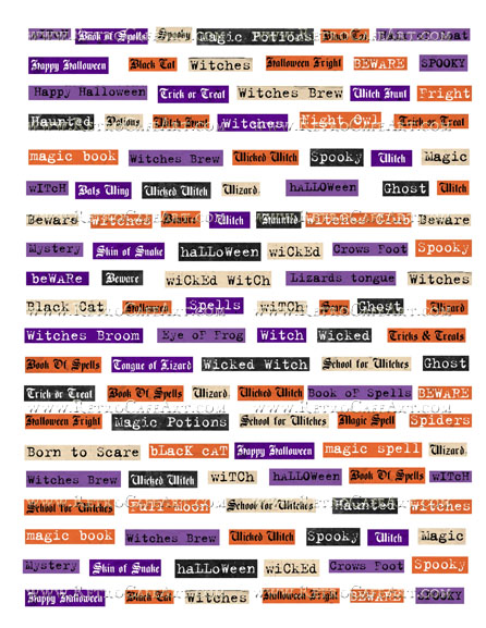 Halloween Words and Phrases Collage Sheet by Cassandra VanCuren - CV48