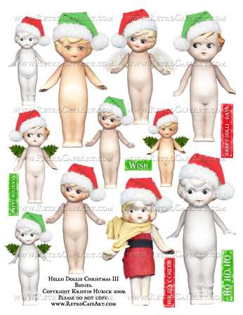 Hello Dollie Christmas III Doll Bodies Collage Sheet