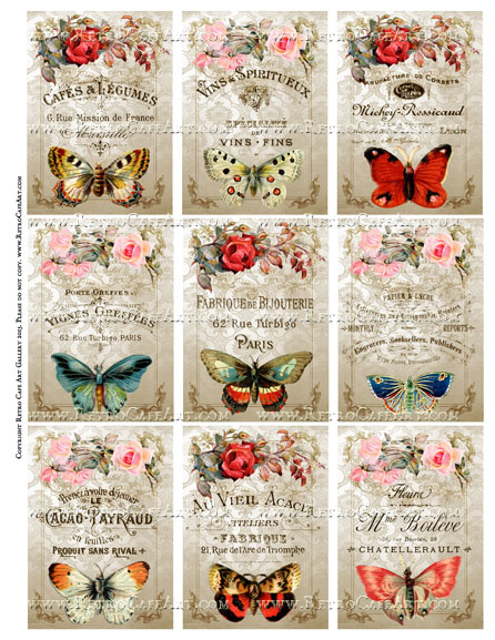 Butterfly ATC Size Collage Sheet - SC69
