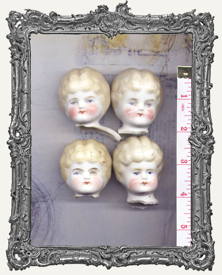 One Antique Hand-painted China German Doll Head BLONDE HAIR LARGE 1.5 - 1.75 Inch