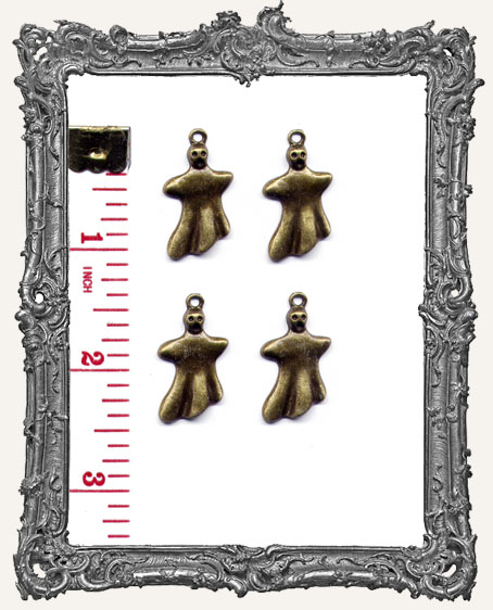Antique Brass Ghost Charms - Set of 4