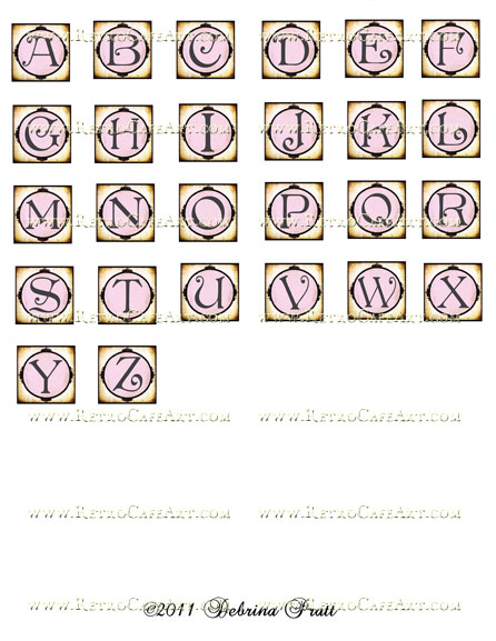1 Inch Squares Bubblegum Alphabet Collage Sheet by Debrina Pratt - DP144