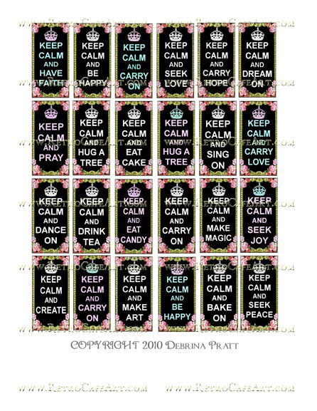1 x 2 Inch Domino Keep Calm Collage Sheet by Debrina Pratt - DP159