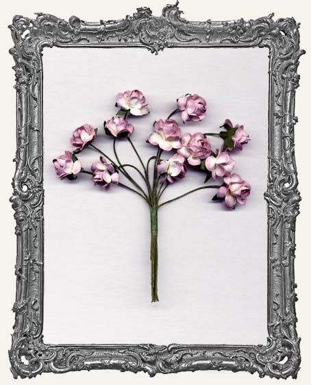 Light Purple Mini Paper Roses - 12