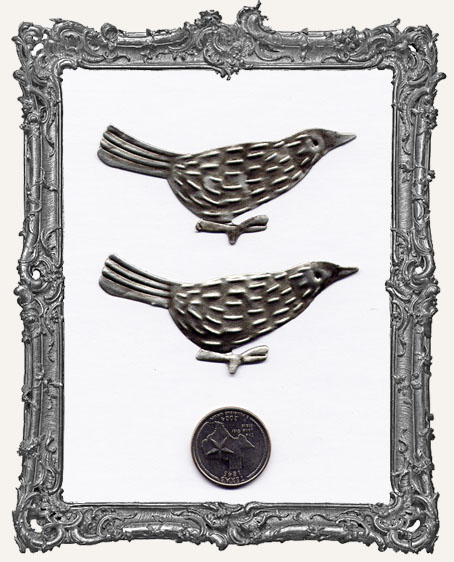 Embossed Pewter Bird STICKERS PACK OF 2