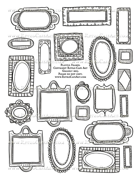 Playful Frames Collage Sheet - Black and White