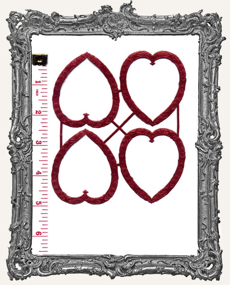 German Dresden RED Heart Frames 4 Pieces