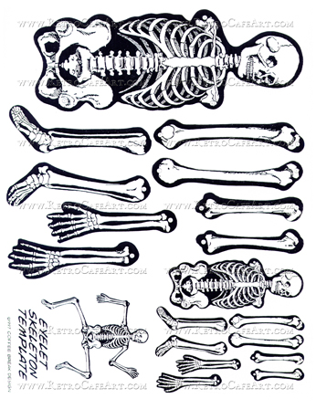 Vintage Halloween Skeleton Paper Piecing Dolls Collage Sheet