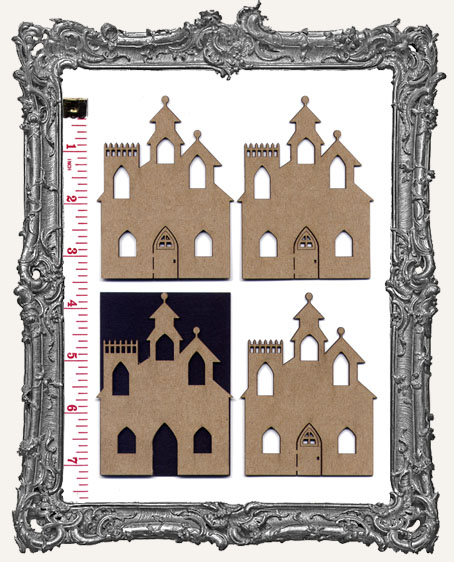 Small Chipboard ATC Gothic Haunted Houses - Pack of 4