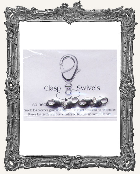 14mm Silver Lobster Claw Swivel Clasps - 4 pc.
