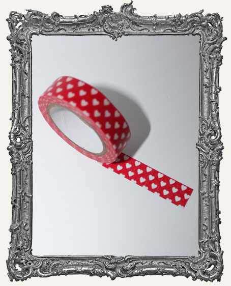 Washi Tape - Red with White Hearts